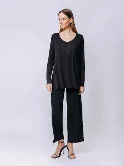 Boxy t-shirt lunga a maniche lunghe BLU