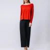 Boxy t-shirt maniche lunghe ROSSO FUOCO