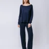 Boxy t-shirt maniche lunghe BLU