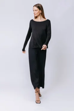 Boxy t-shirt maniche lunghe NERA