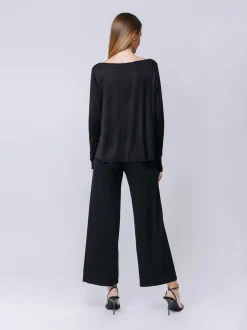 Boxy t-shirt maniche lunghe NERA