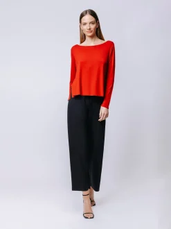 Boxy t-shirt maniche lunghe NERA
