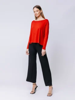 Boxy t-shirt maniche lunghe NERA