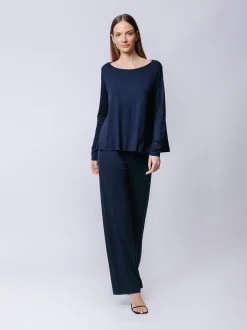 Boxy t-shirt maniche lunghe NERA