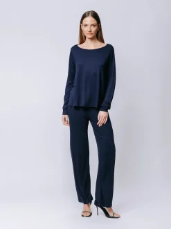 Boxy t-shirt maniche lunghe NERA