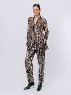 Camicia in chiffon animalier