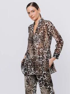 Camicia in chiffon animalier