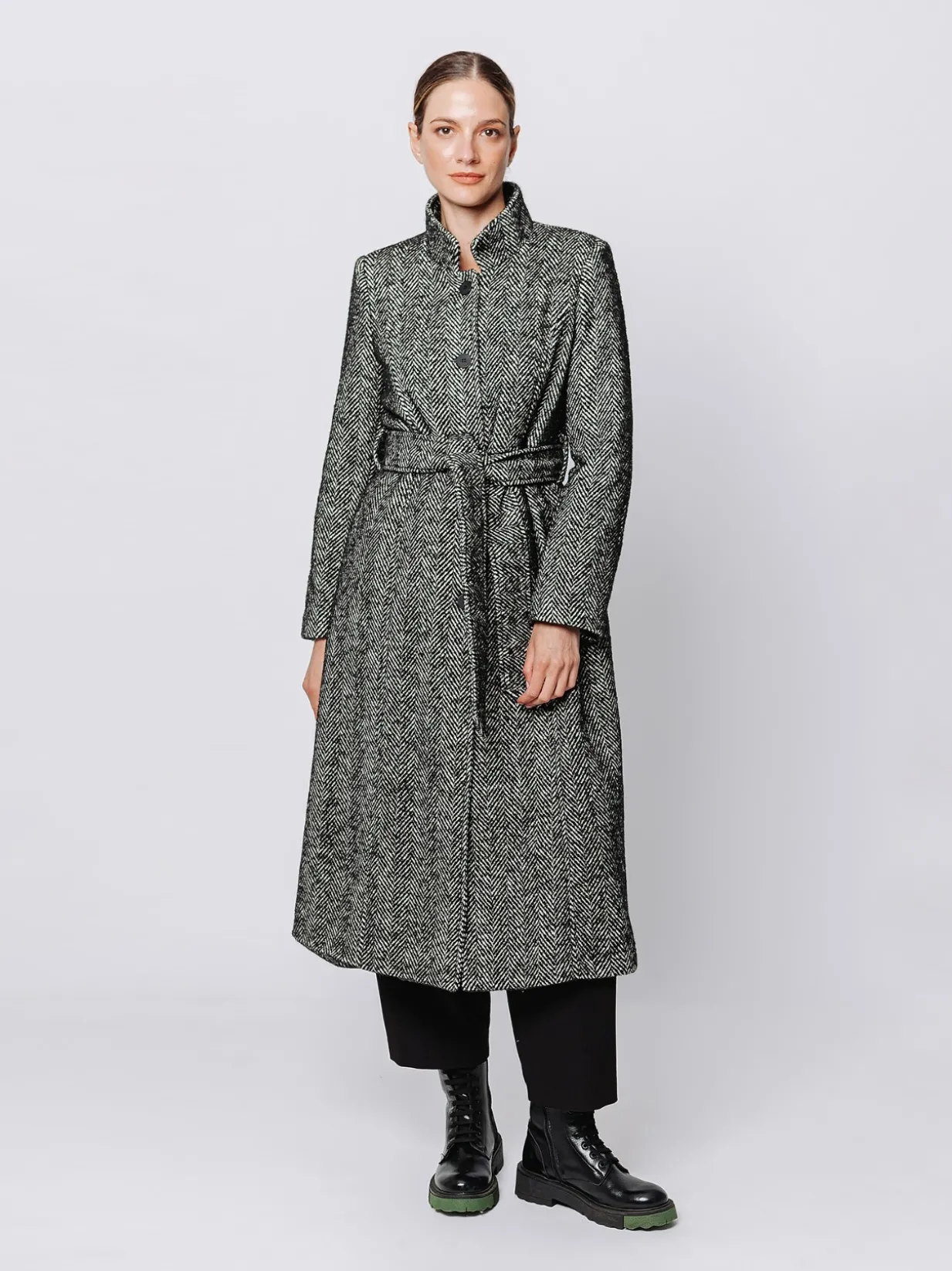 Cappotto con motivo a Spina di Pesce