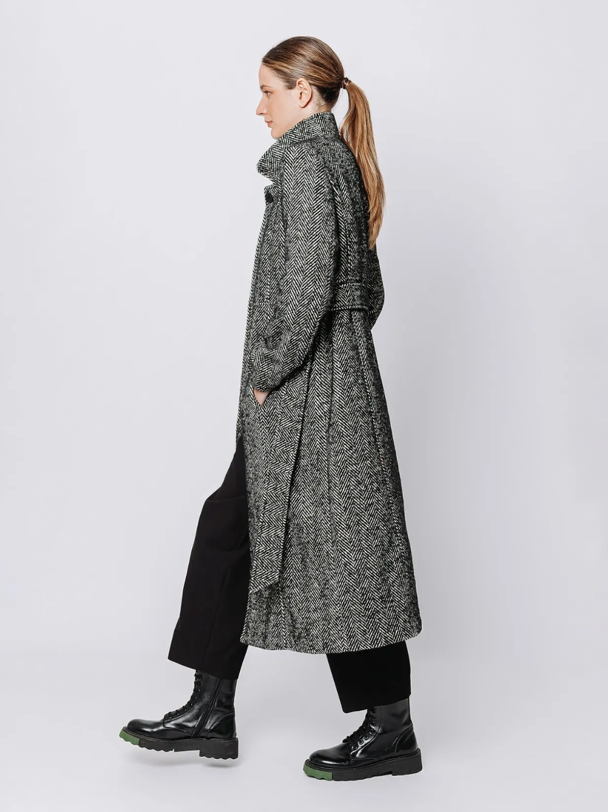 Cappotto con motivo a Spina di Pesce