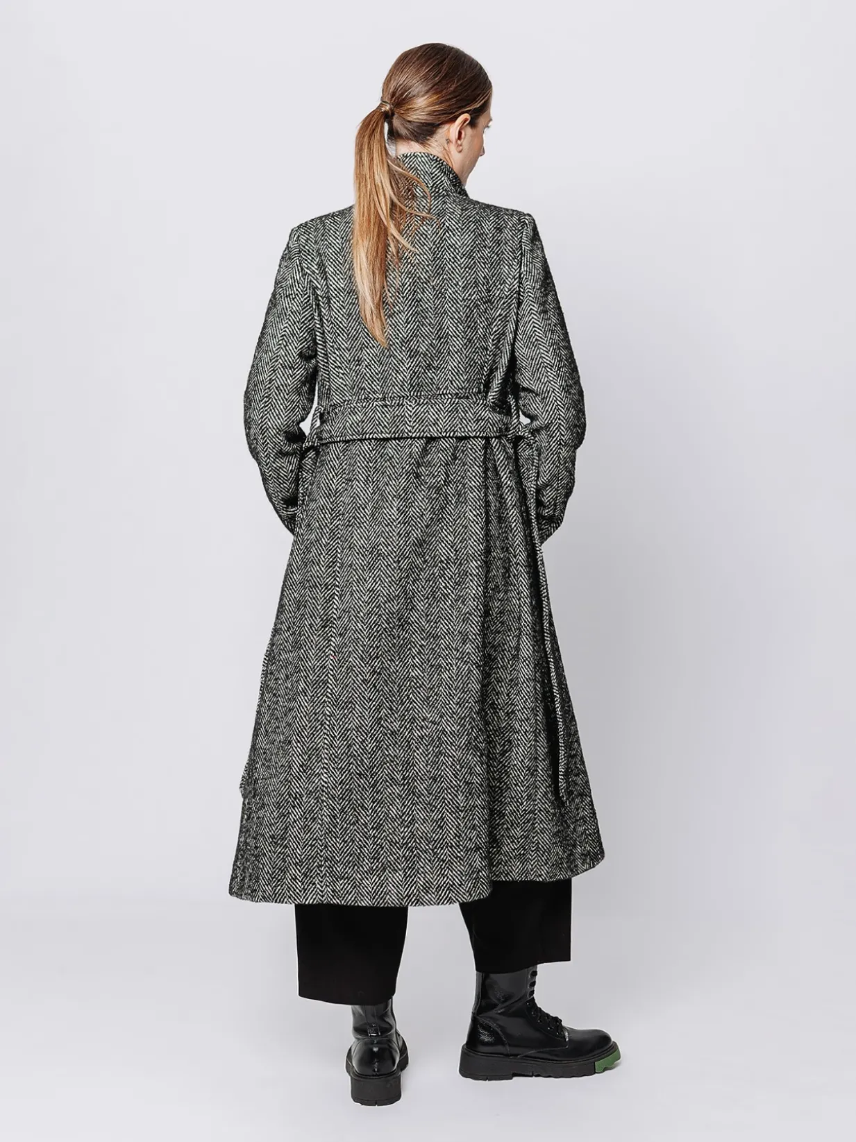Cappotto con motivo a Spina di Pesce