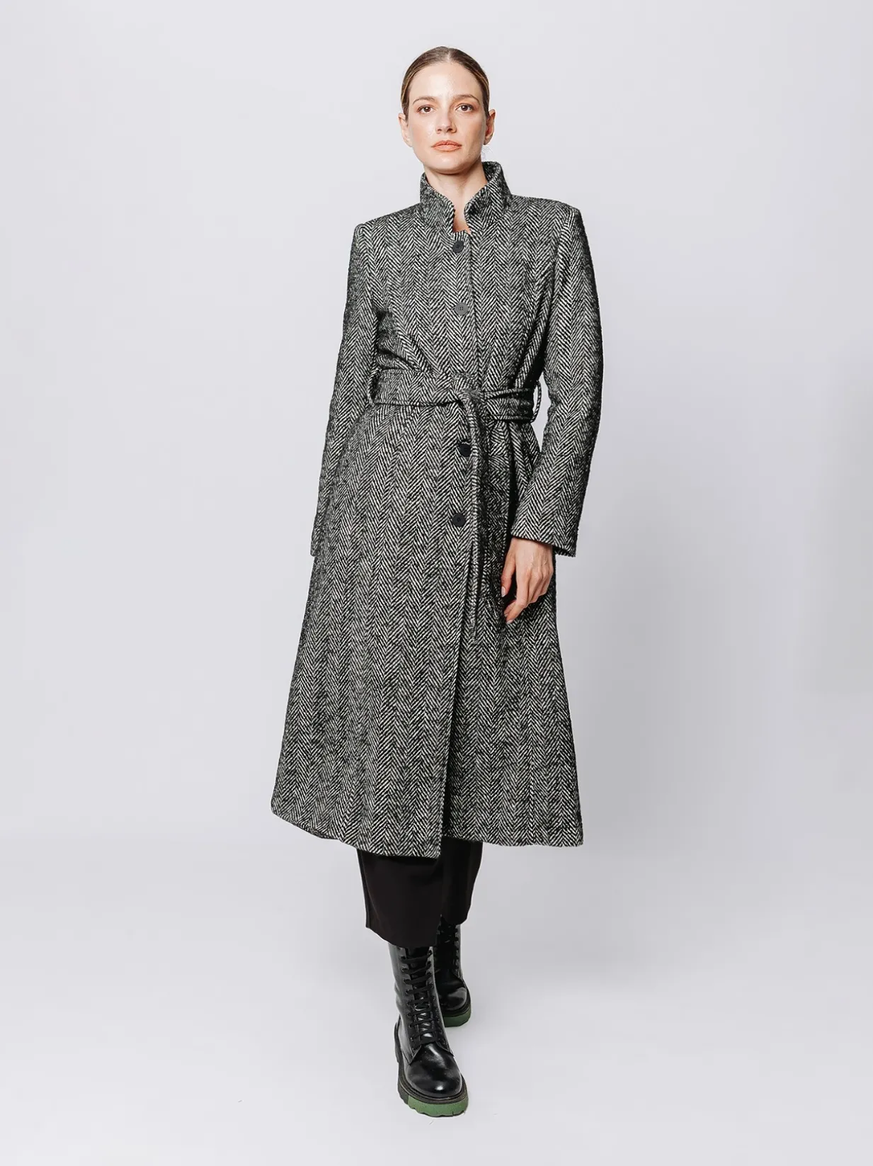 Cappotto con motivo a Spina di Pesce