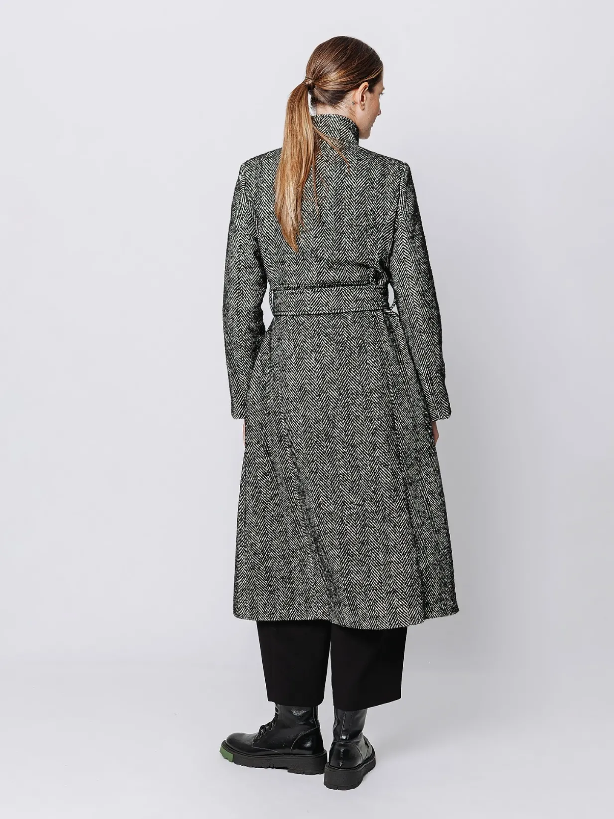 Cappotto con motivo a Spina di Pesce