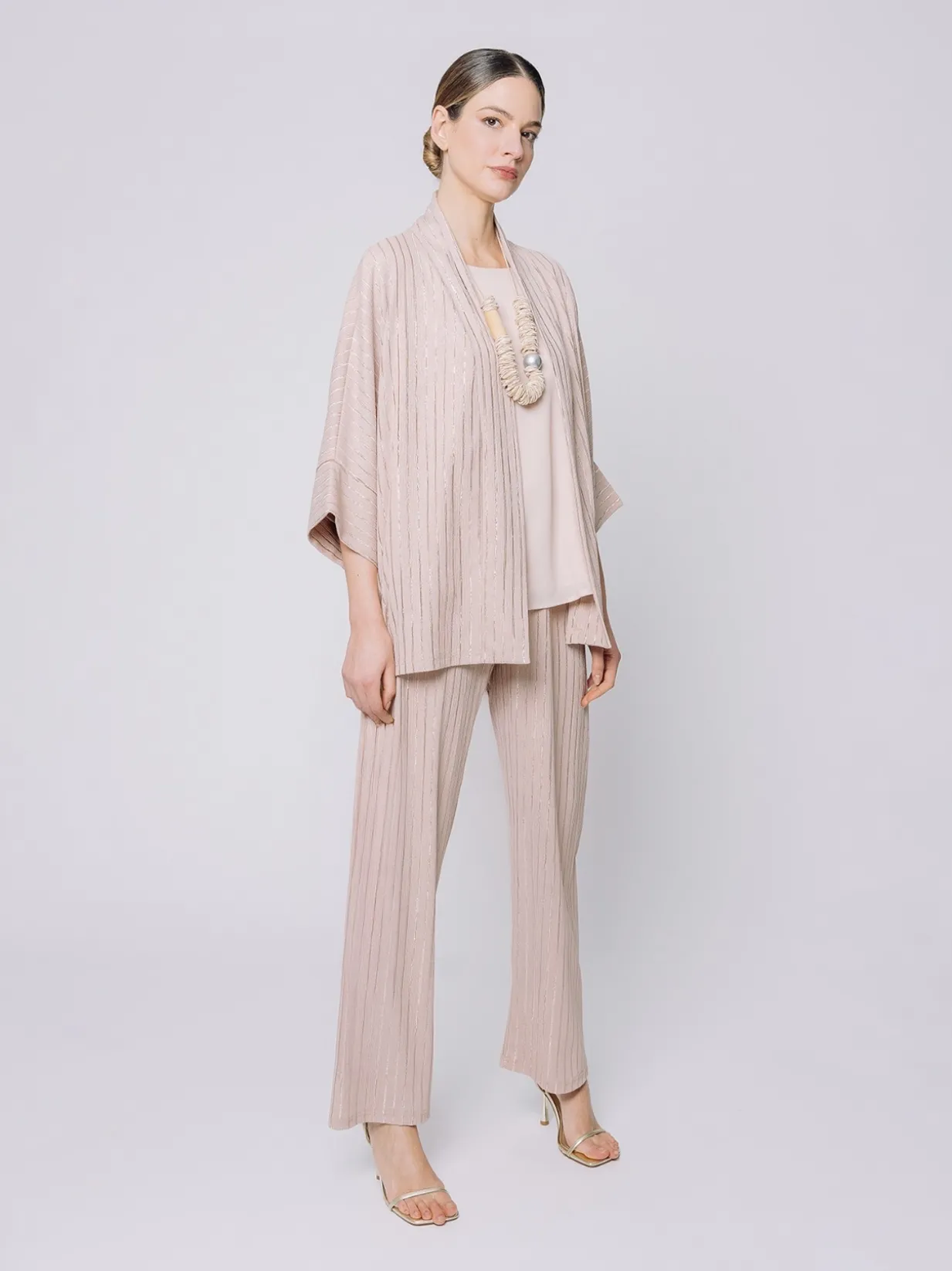 Giacca kimono gessata stretch