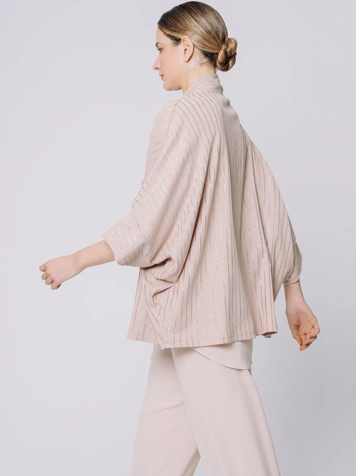 Giacca kimono gessata stretch