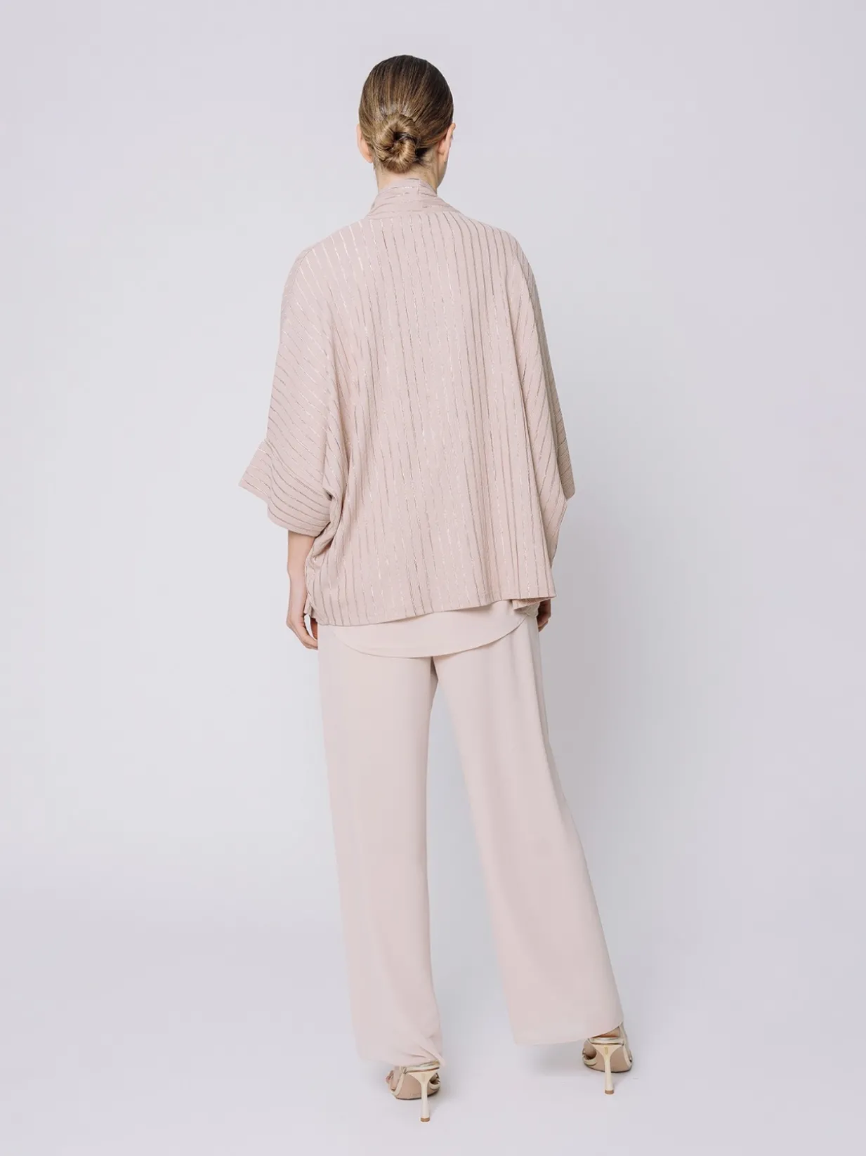 Giacca kimono gessata stretch