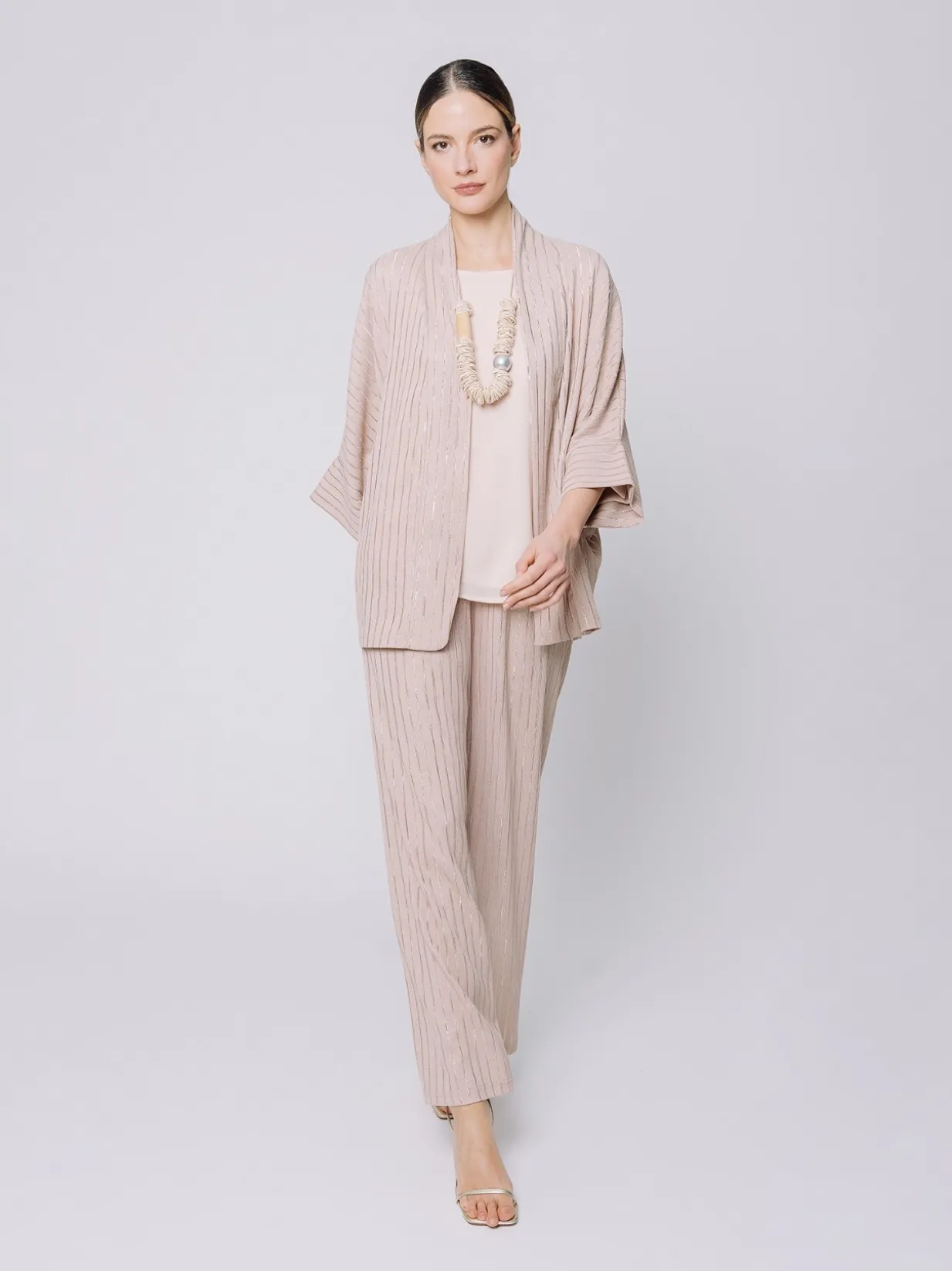 Giacca kimono gessata stretch