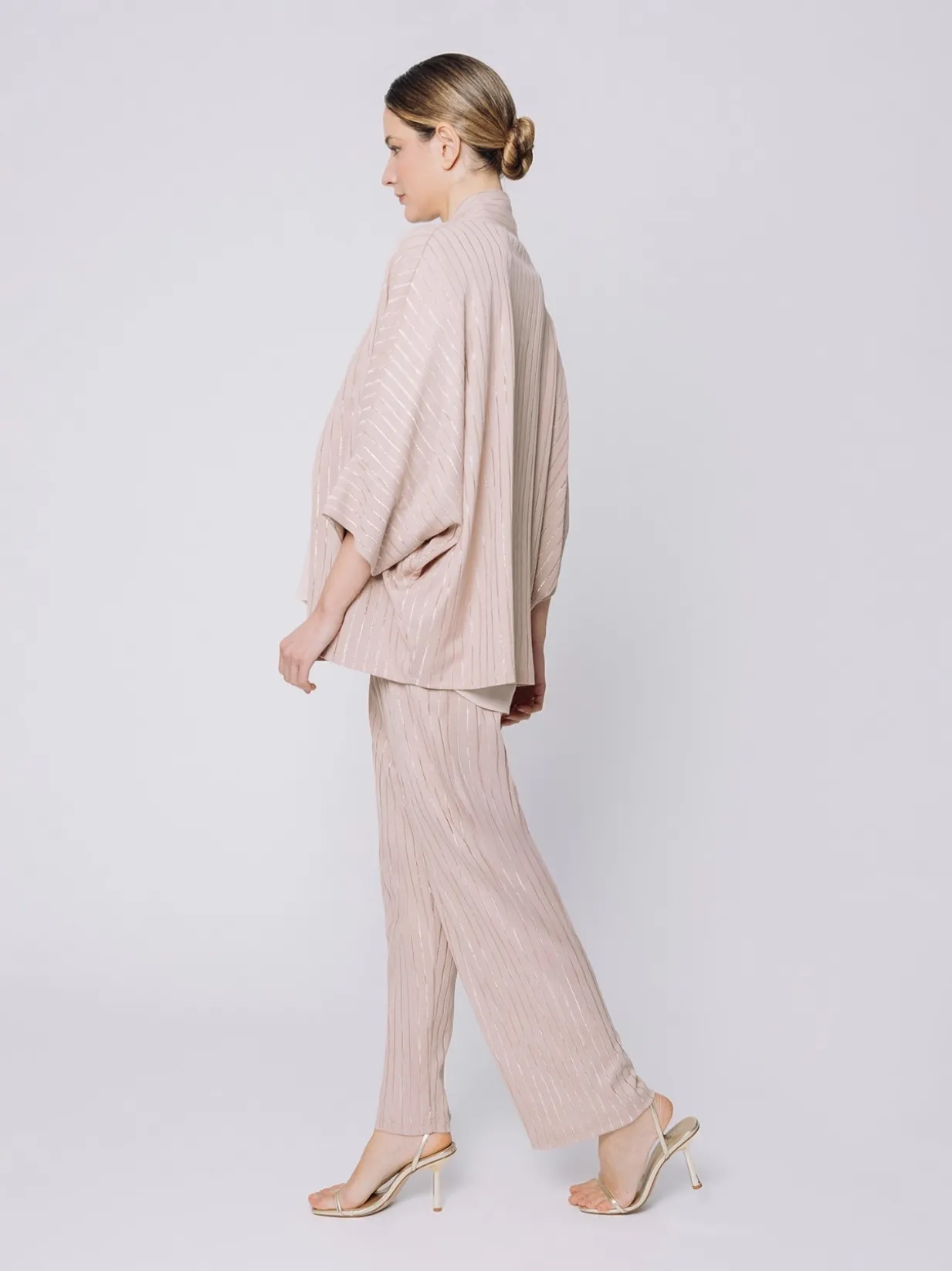 Giacca kimono gessata stretch