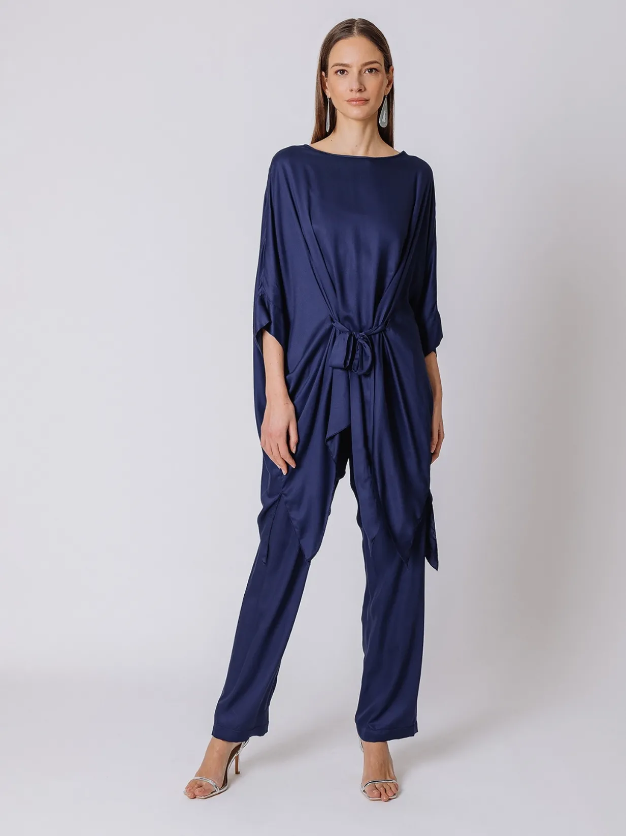 Maxi blusa in viscosa con cintura