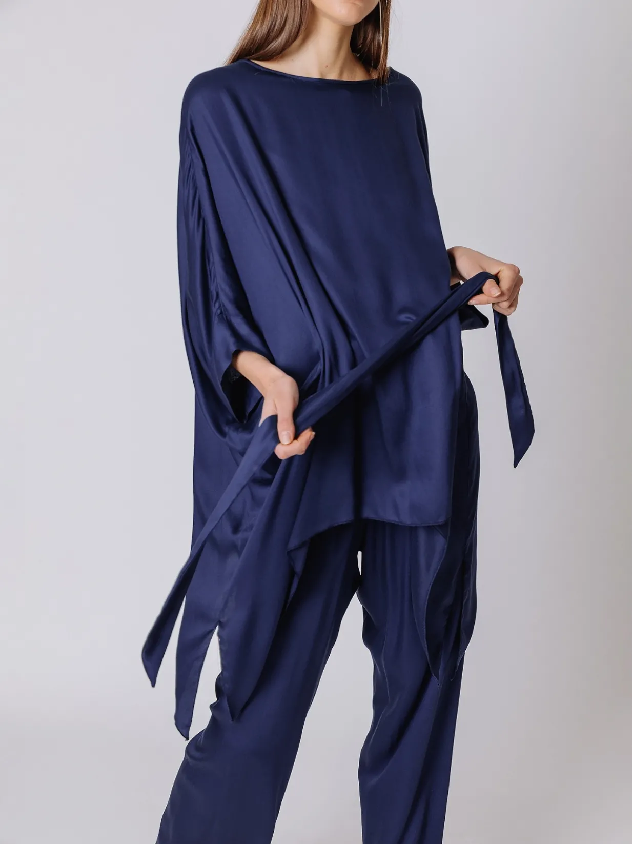 Maxi blusa in viscosa con cintura