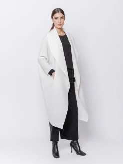 Maxi cardigan in lana cotta