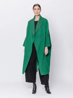Maxi cardigan in lana cotta