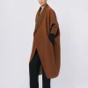 Maxi cardigan in lana cotta