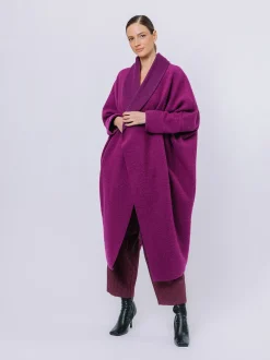 Maxi cardigan in lana cotta