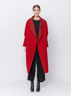 Maxi cardigan in lana cotta