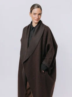 Maxi cardigan in lana cotta