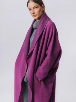 Maxi cardigan in lana cotta