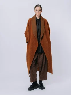 Maxi cardigan in lana cotta