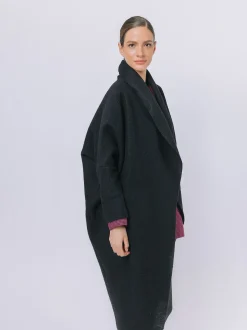 Maxi cardigan in lana cotta