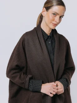 Maxi cardigan in lana cotta