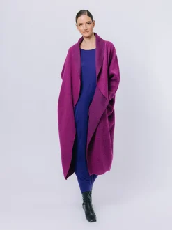 Maxi cardigan in lana cotta