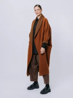 Maxi cardigan in lana cotta
