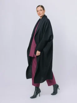 Maxi cardigan in lana cotta