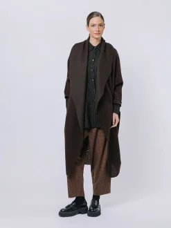 Maxi cardigan in lana cotta