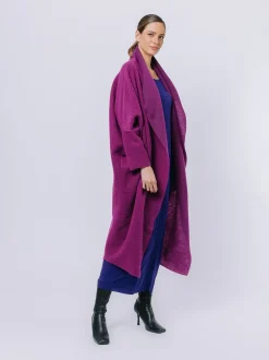 Maxi cardigan in lana cotta