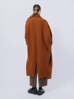 Maxi cardigan in lana cotta