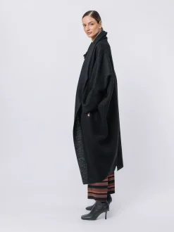 Maxi cardigan in lana cotta