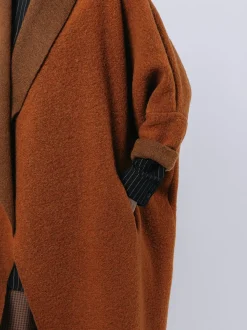 Maxi cardigan in lana cotta