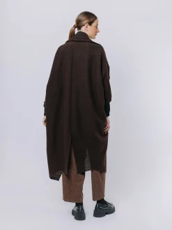 Maxi cardigan in lana cotta