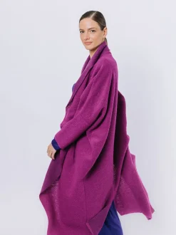 Maxi cardigan in lana cotta