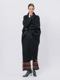 Maxi cardigan in lana cotta