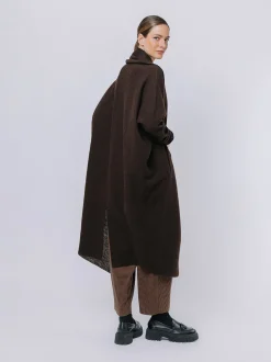 Maxi cardigan in lana cotta