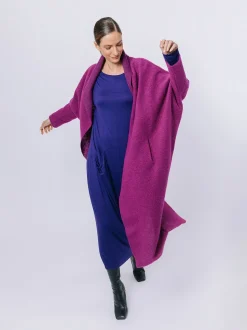Maxi cardigan in lana cotta