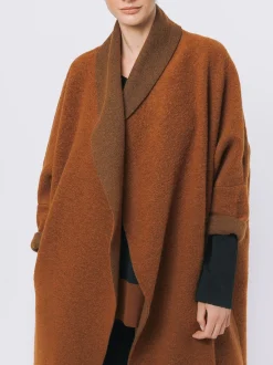 Maxi cardigan in lana cotta