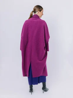 Maxi cardigan in lana cotta