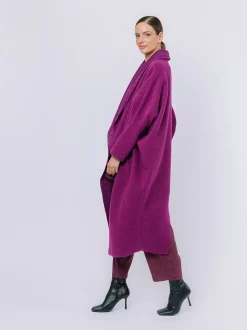 Maxi cardigan in lana cotta