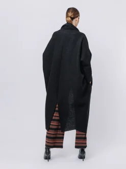 Maxi cardigan in lana cotta